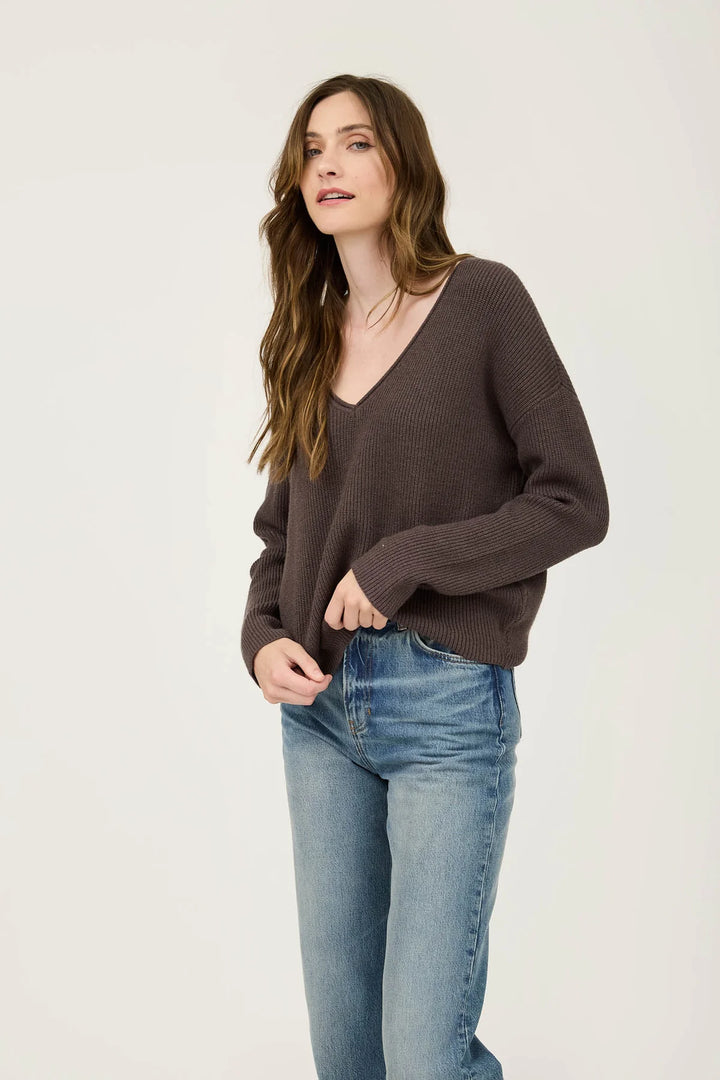 So Very Thankful Mocha Ribbed Sweater