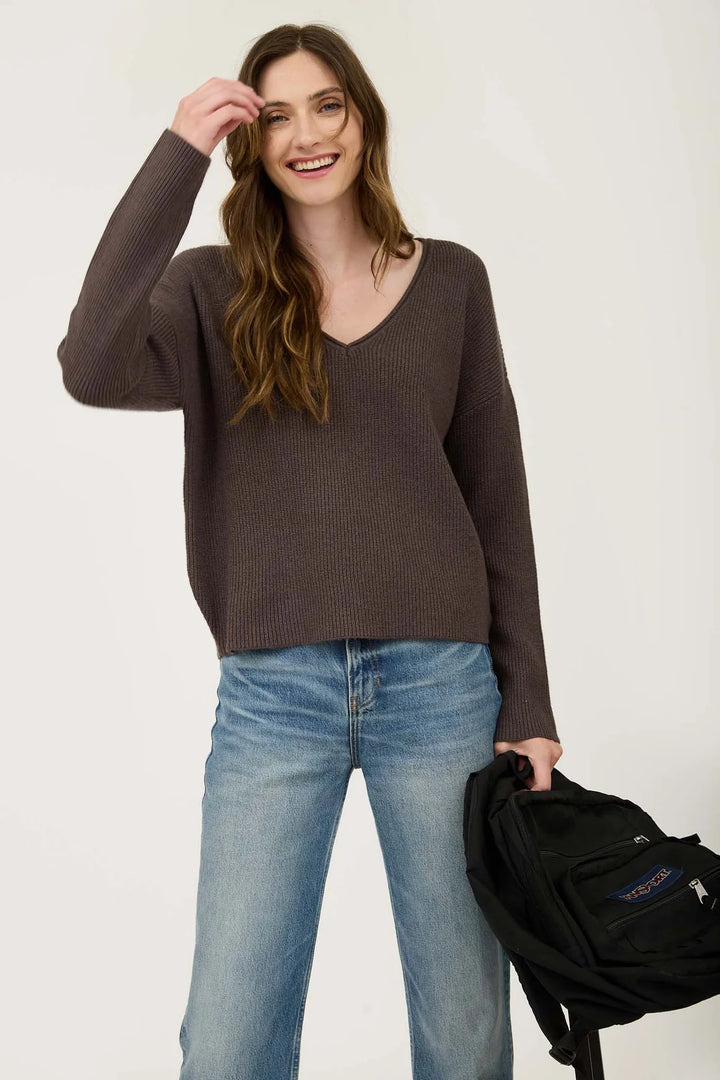 Fall Into Place Ribbed Sweater in Mocha