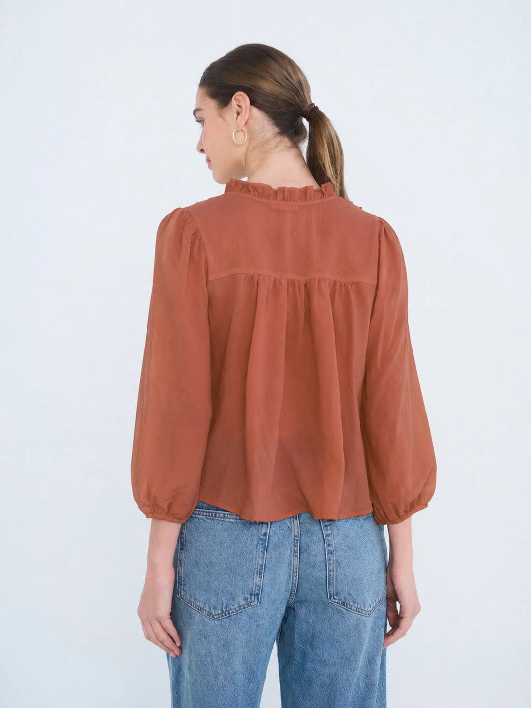All the Goodness Ruffle Trim 3/4 Sleeve Blouse