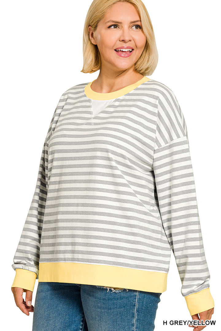 Striped rib Banded Long Sleeve