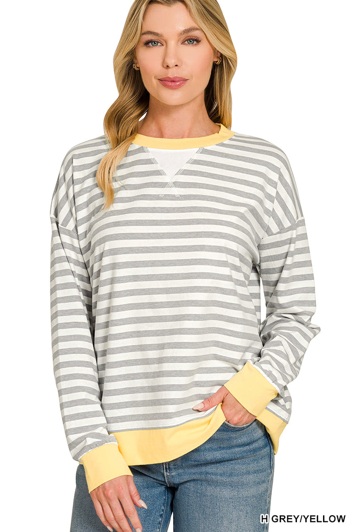 Striped rib Banded Long Sleeve