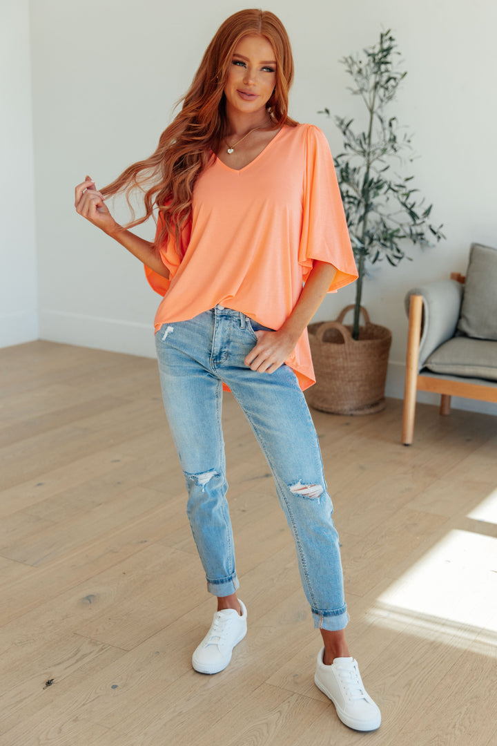 Cali Blouse in Neon Orange--