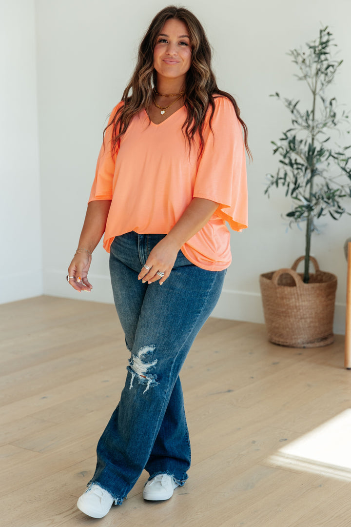 Cali Blouse in Neon Orange--