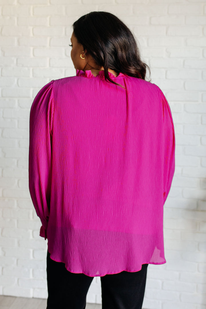 Heart and Soul Ruffle Neckline Blouse in Magenta