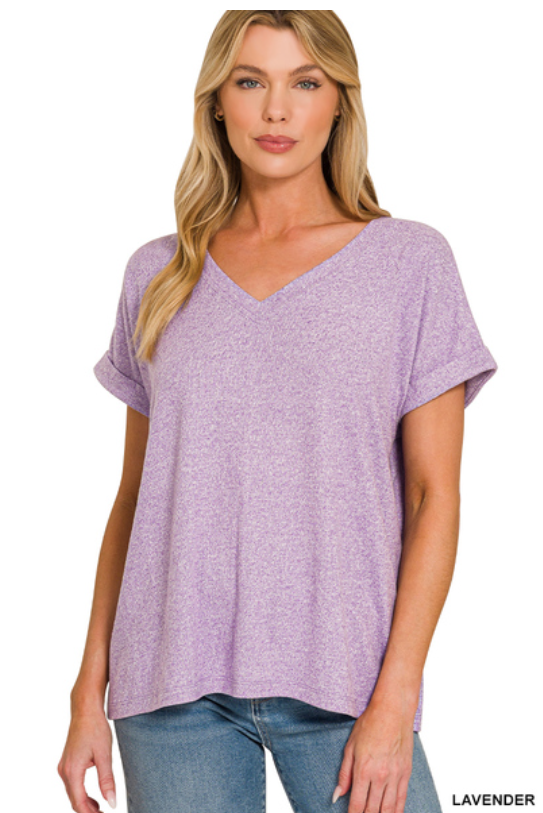 I Just Might Super Soft Short Sleeve Top in Lavender