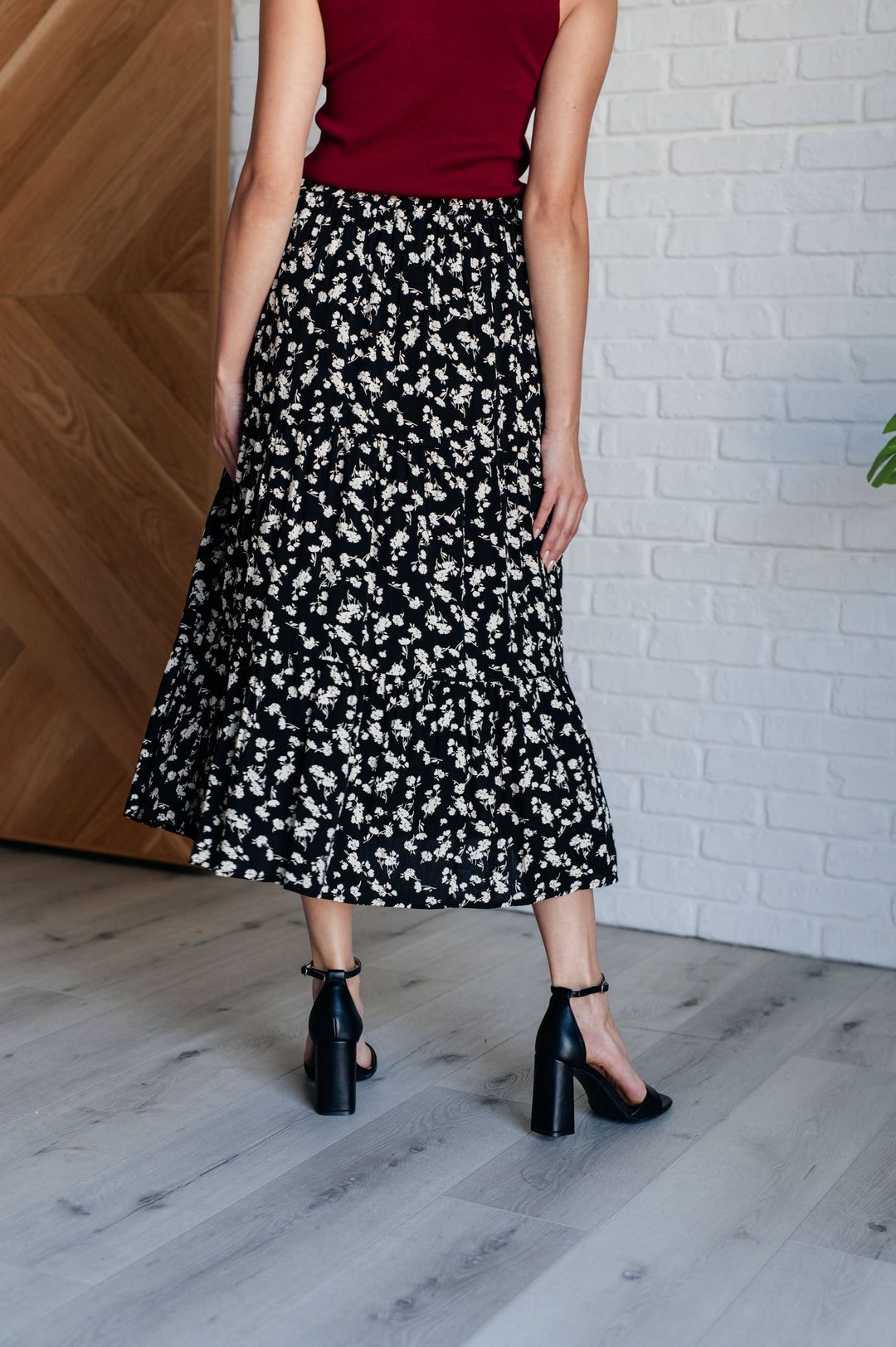 Here to Stay Black and White Floral Maxi Skirt