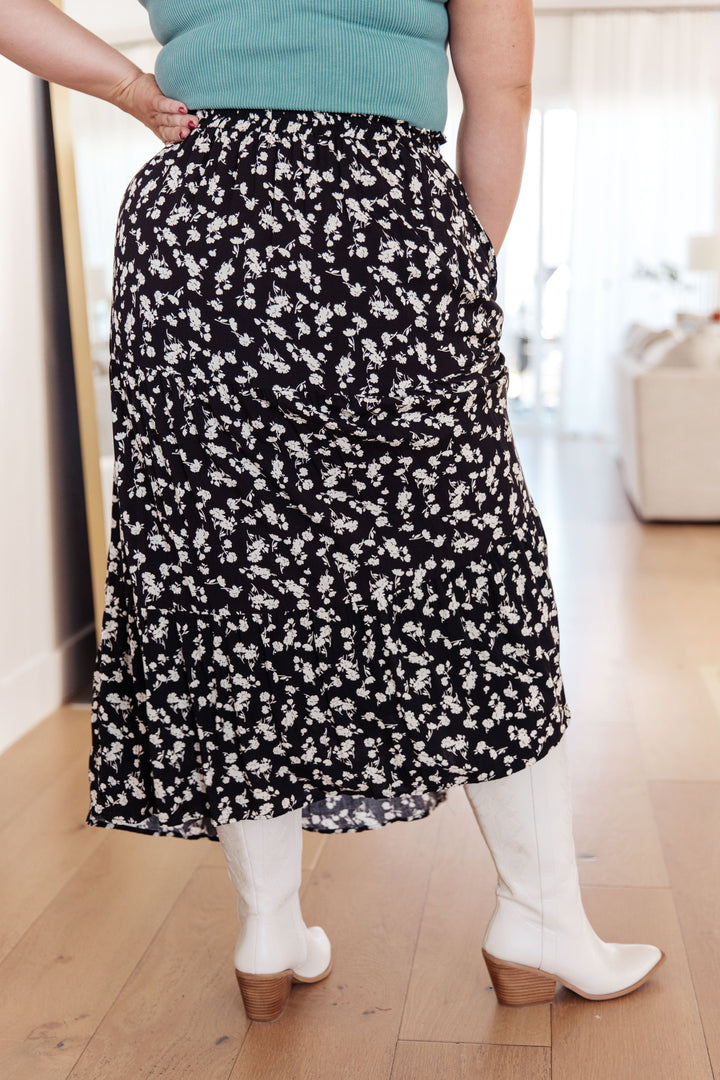 Here to Stay Black and White Floral Maxi Skirt