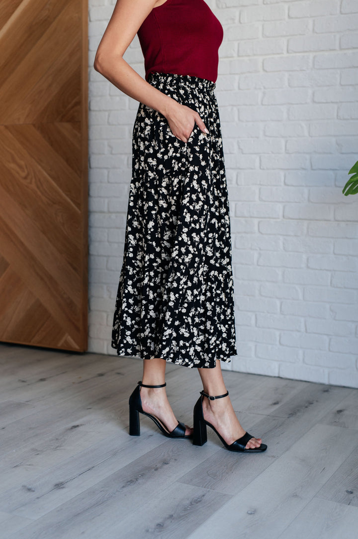 Here to Stay Black and White Floral Maxi Skirt