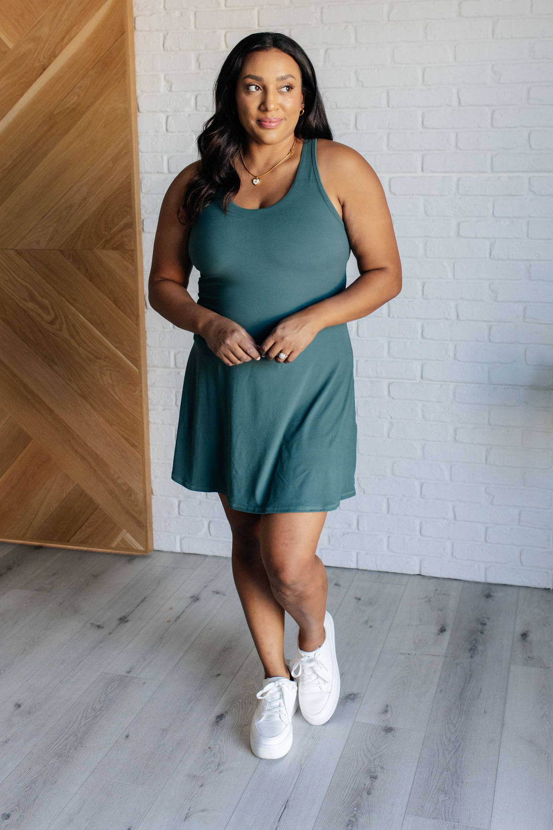 Living for Today Dress in Everglade Green