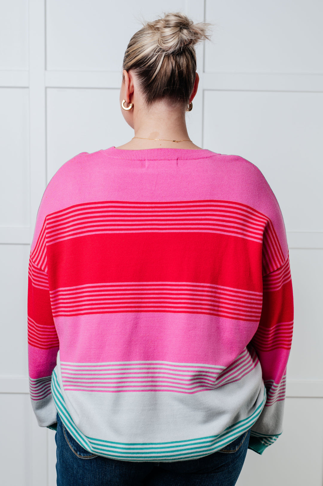 Gradual Feelings Striped Sweater in Pink and Red