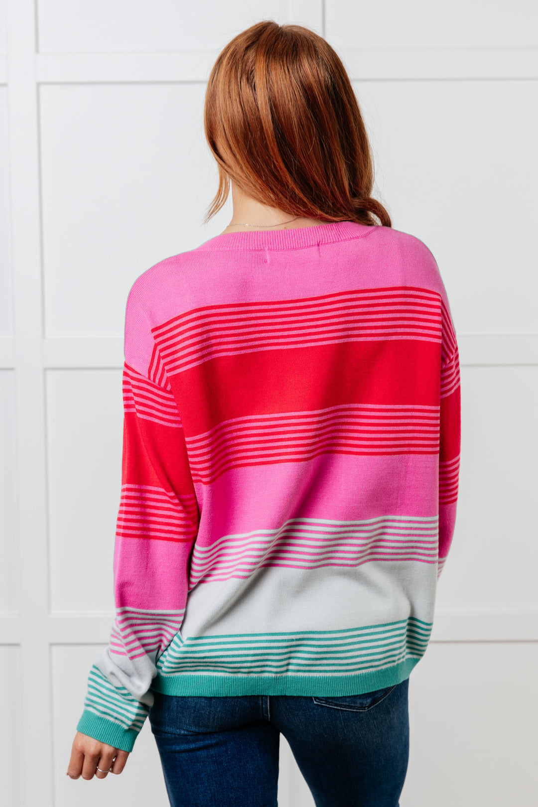 Gradual Feelings Striped Sweater in Pink and Red