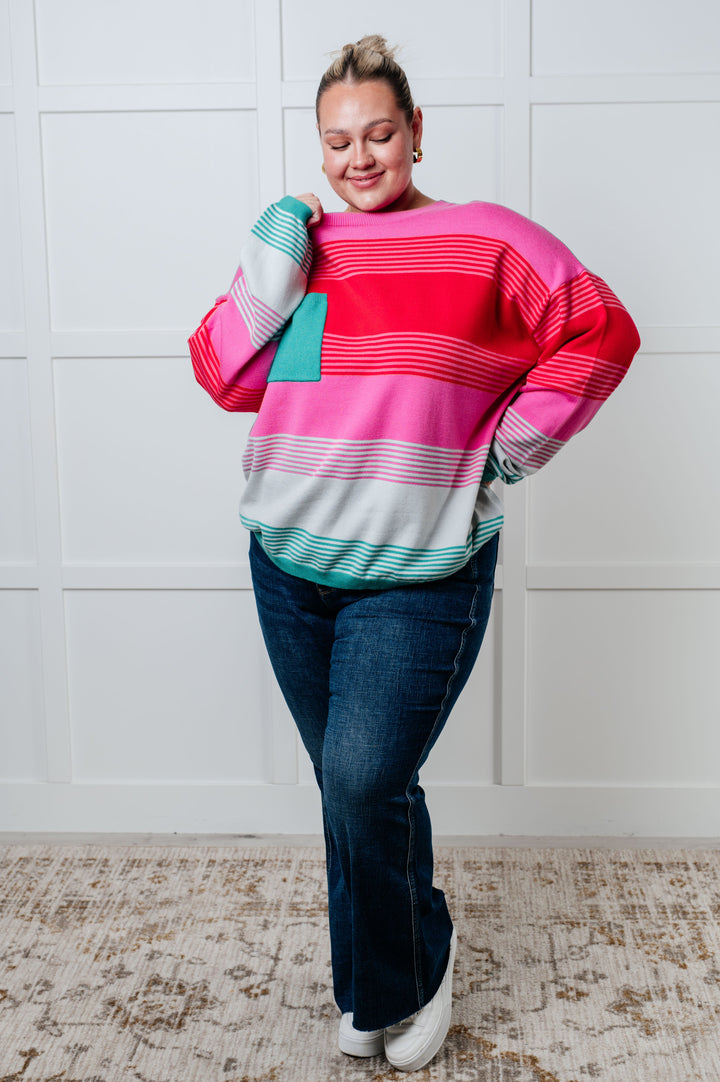 Gradual Feelings Striped Sweater in Pink and Red