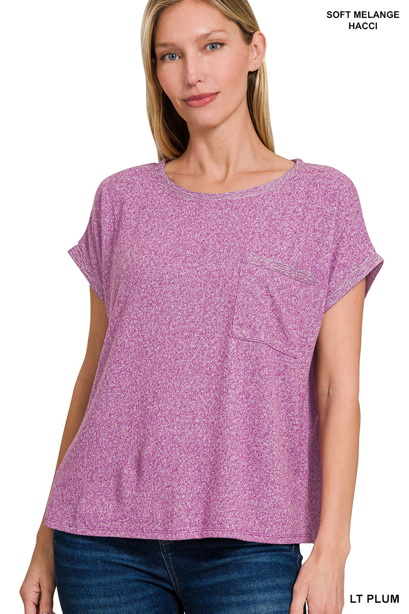 Make It Up Short Sleeve Hacci Tee in Light Plum