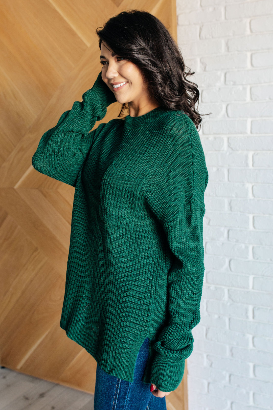 Hero of the Hour Crew Neck Sweater in Hunter Green