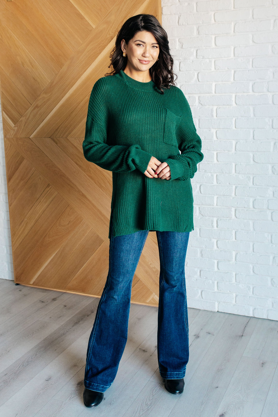 Hero of the Hour Crew Neck Sweater in Hunter Green