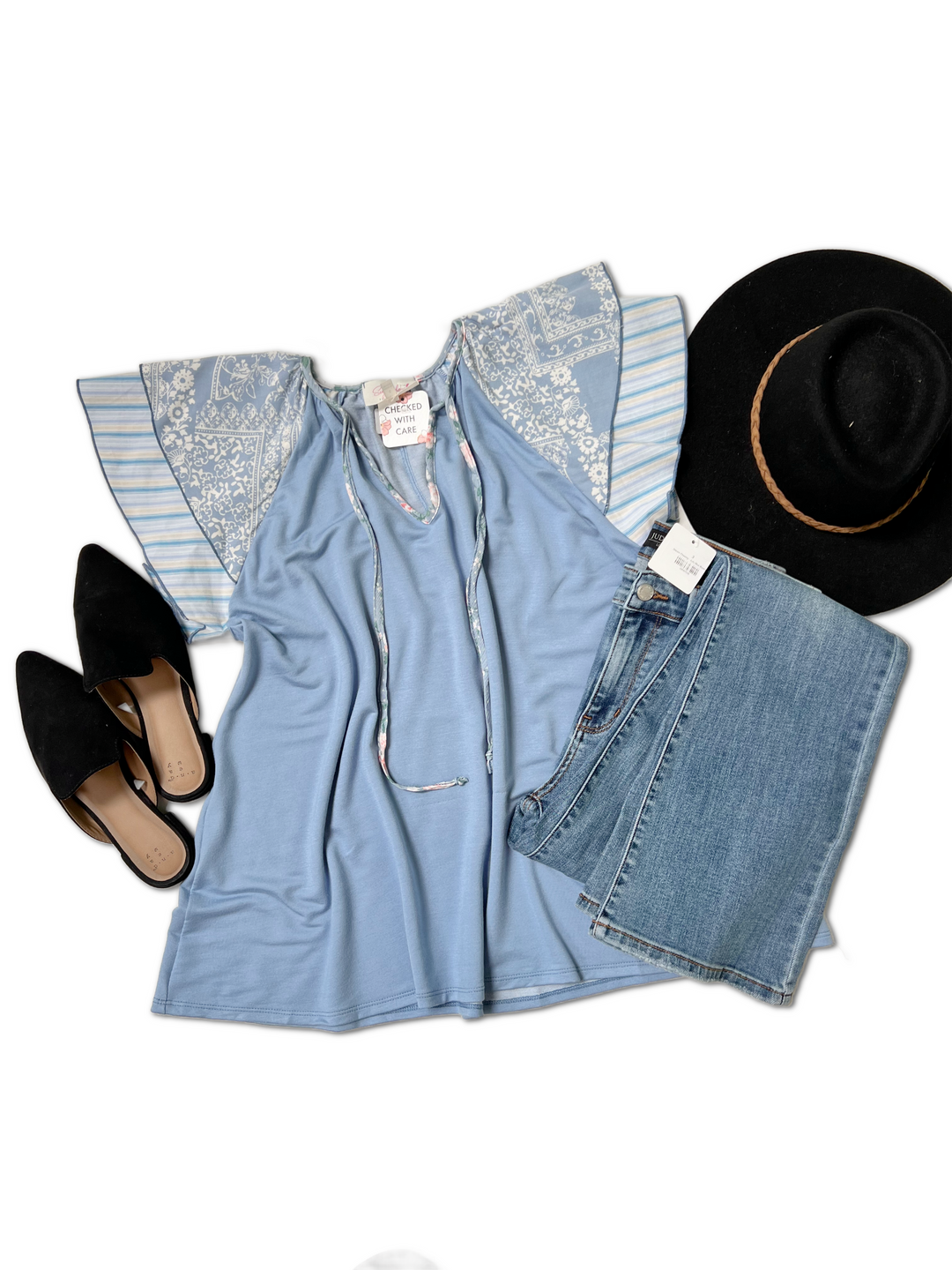 Over the Mood Powder Blue Flutter Sleeve Top