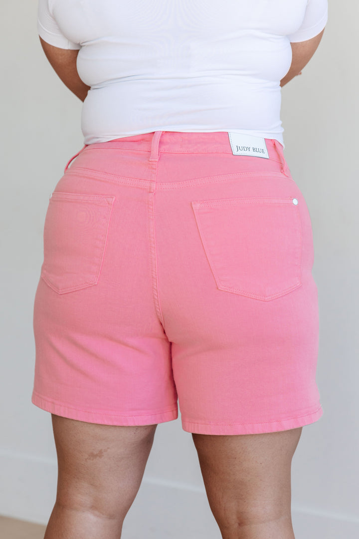 Bria High Rise Control Top Cuffed Shorts in Pink