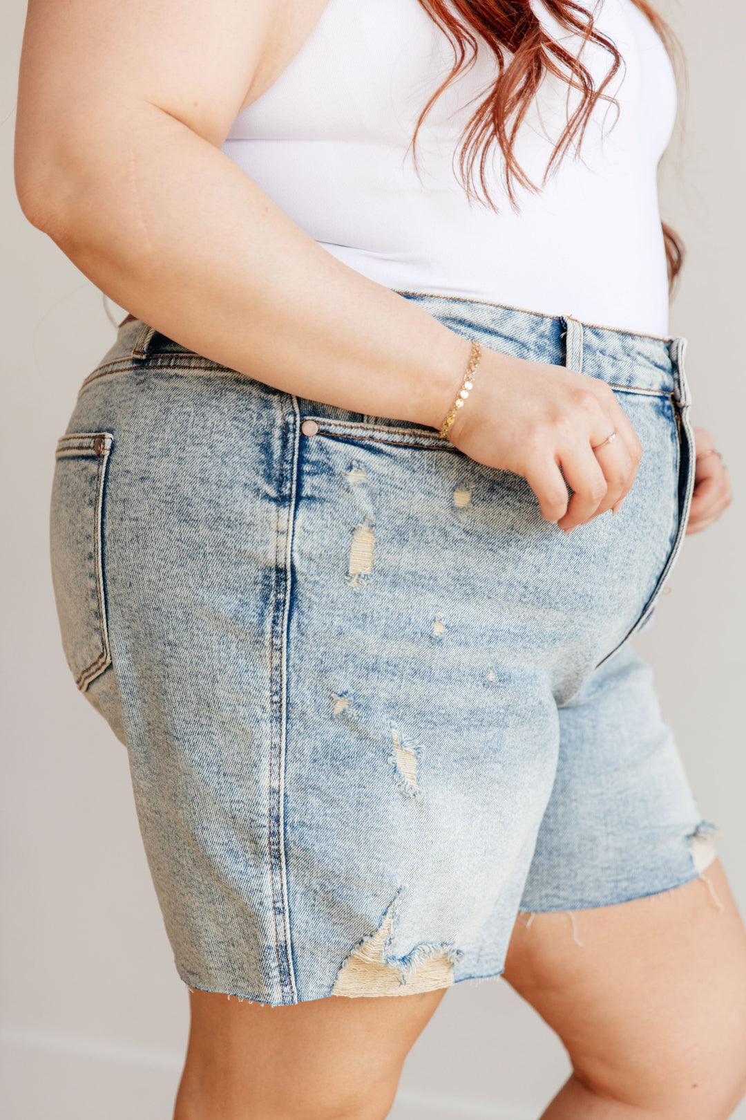 Luna High Rise Mineral Wash Distressed Boyfriend Shorts