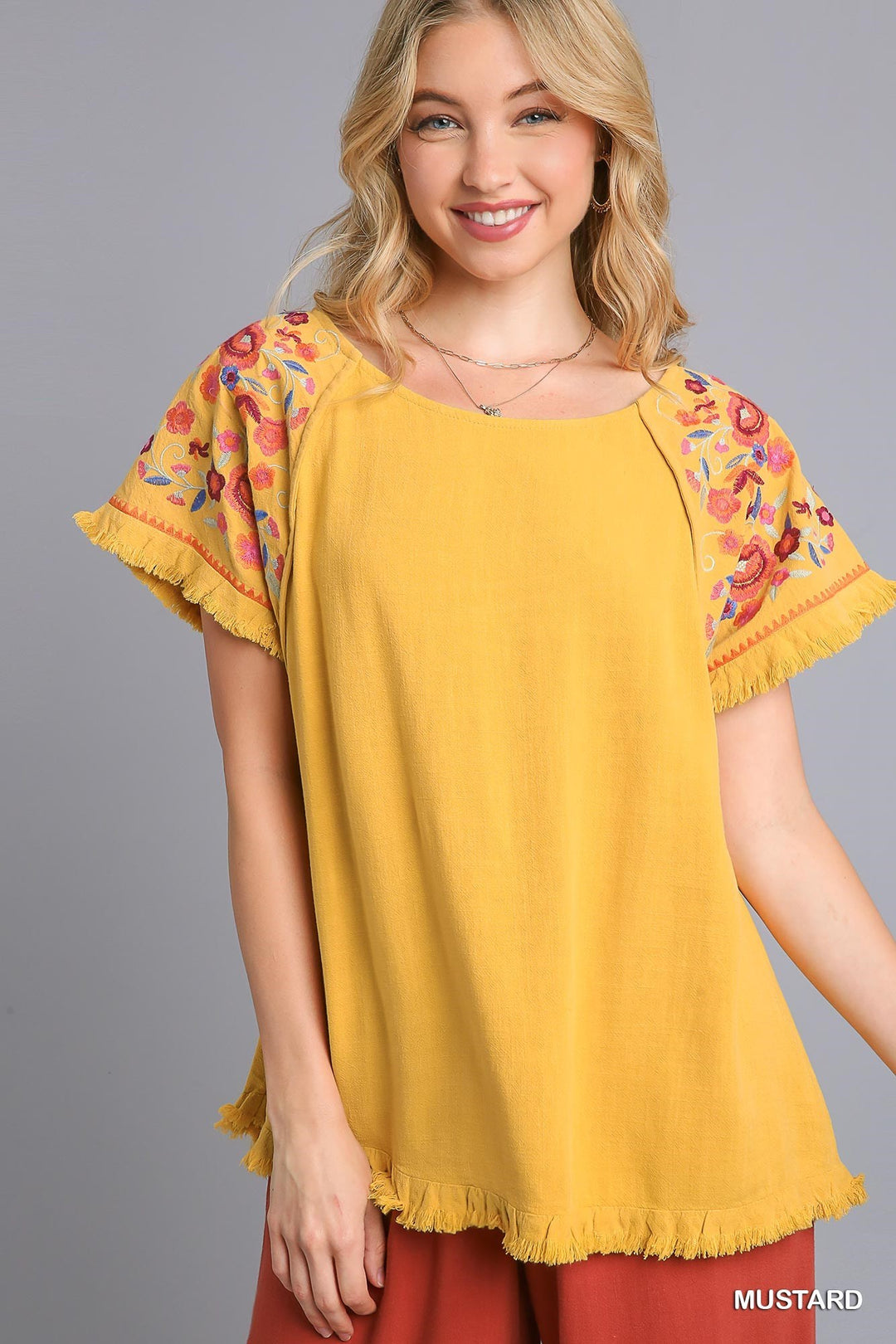 Better Than You Know Embroidered Short Sleeve Top in Honey