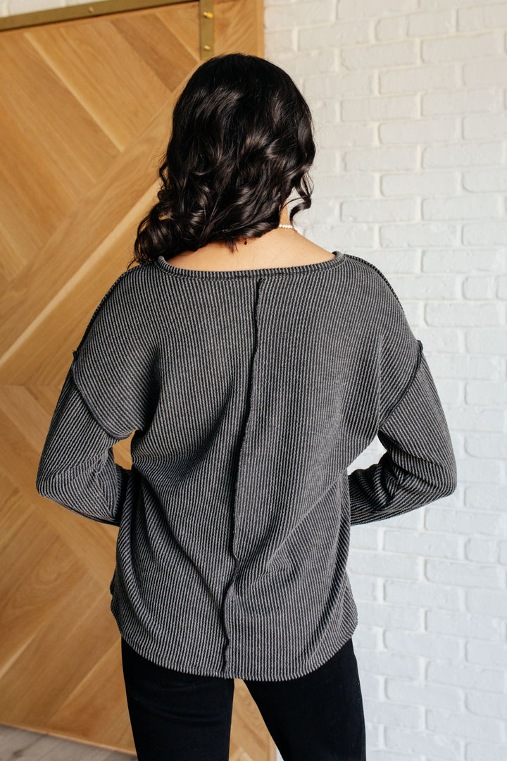 Kinda Sorta Ribbed Top in Charcoal --