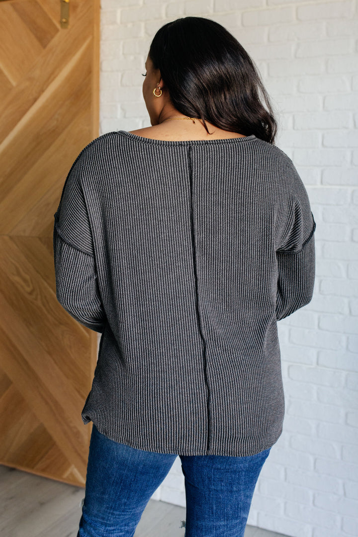 Kinda Sorta Ribbed Top in Charcoal --