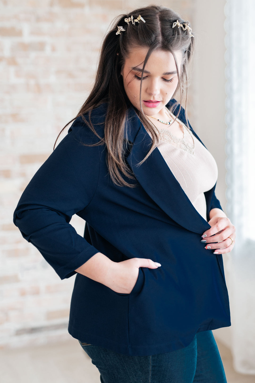 Magic 3/4 Blazer in Navy by Dear Scarlett