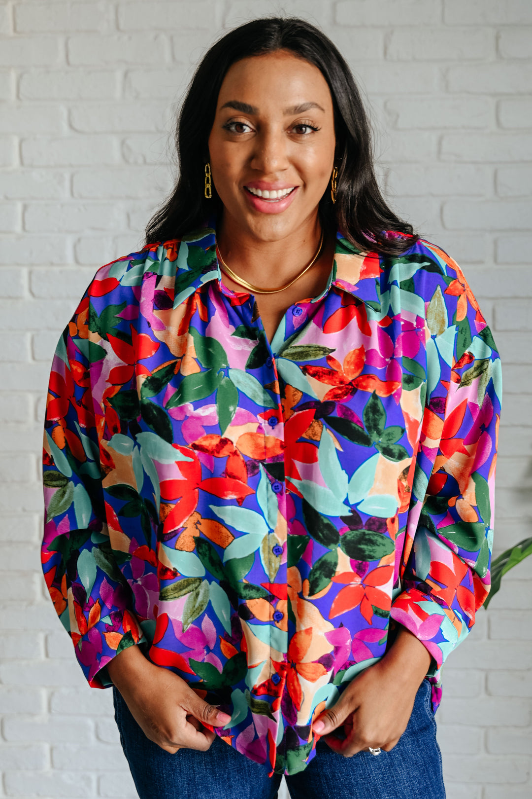 Make Like a Tree and Leaf Button Up Blouse --