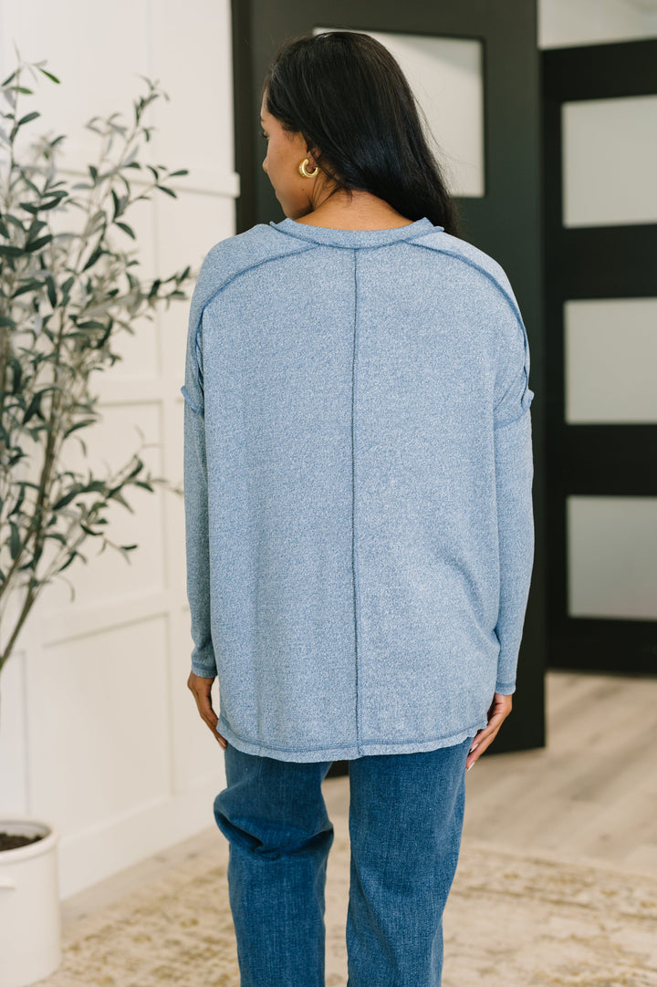 Feeling So Sweet Heathered Pullover in Dusty Blue