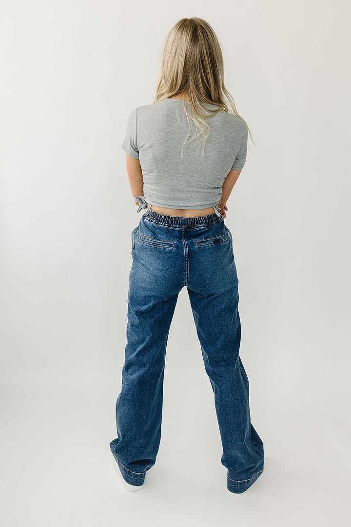 High Rise Wide Leg Denim Joggers