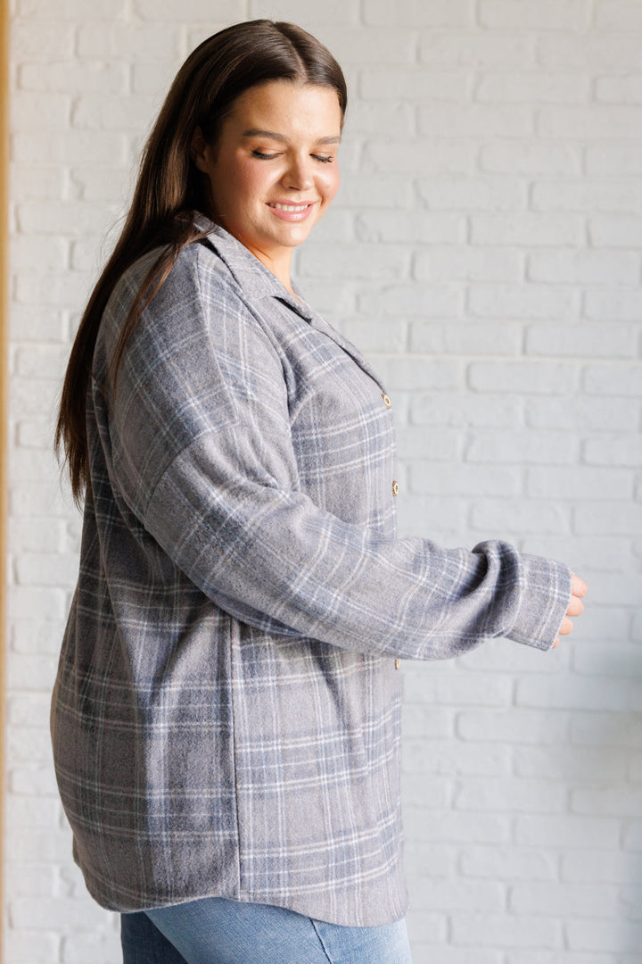 Headed to the Mountains Plaid Button Up in Gray