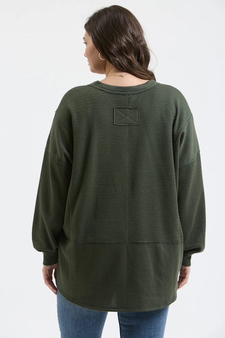 I Can't Forget Dark Olive V-Neck Long Sleeve Top