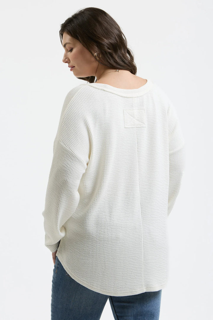 Can't Replace You Waffle Knit Long Sleeve Henley in Cream