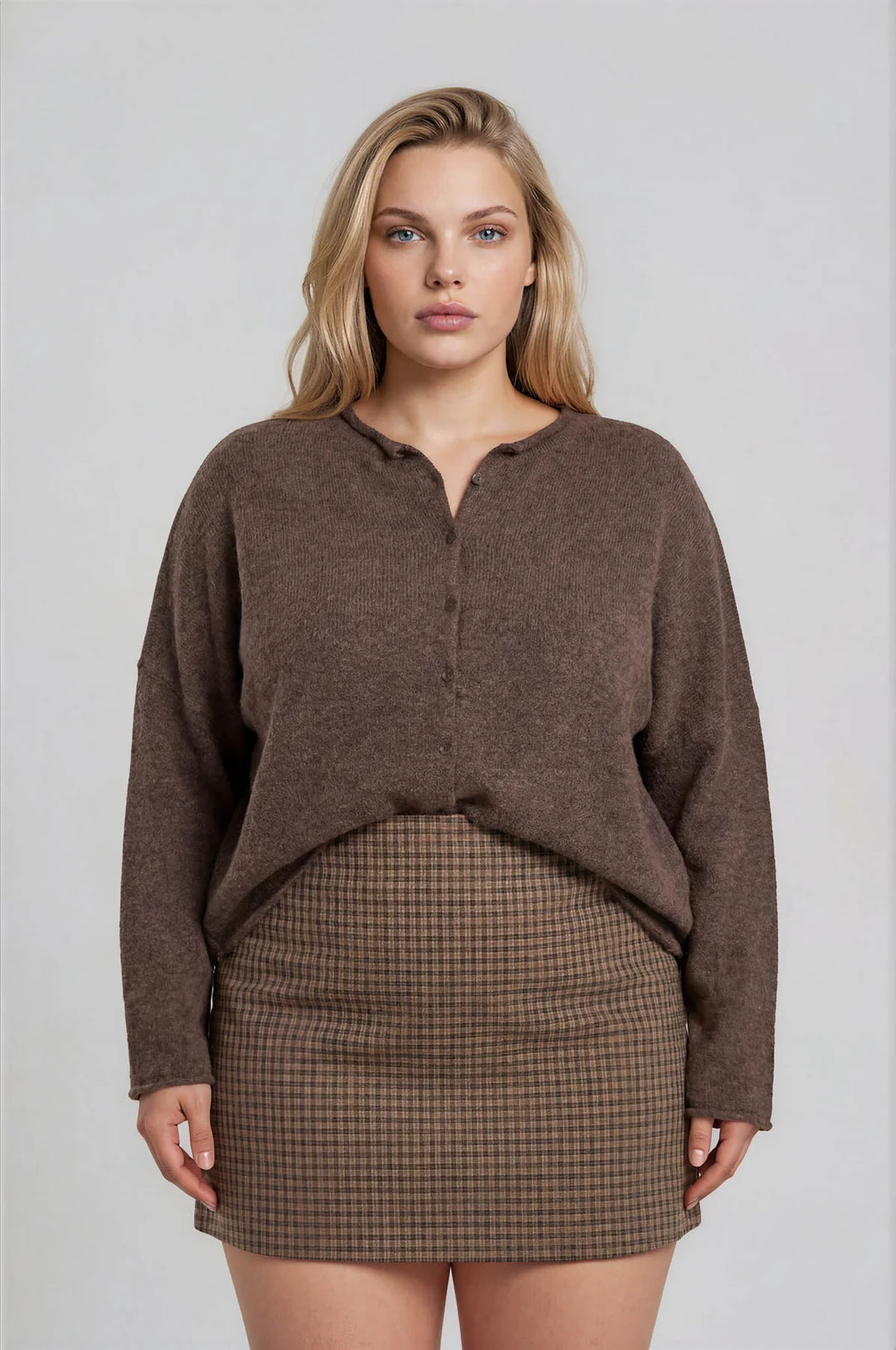 All In Plus Lightweight Button Down Knit Cardigan