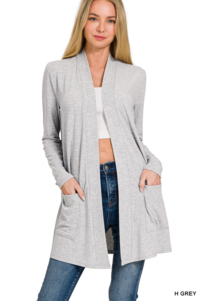 Very Connected Slouchy Pocket Cardigan in Heather Gray