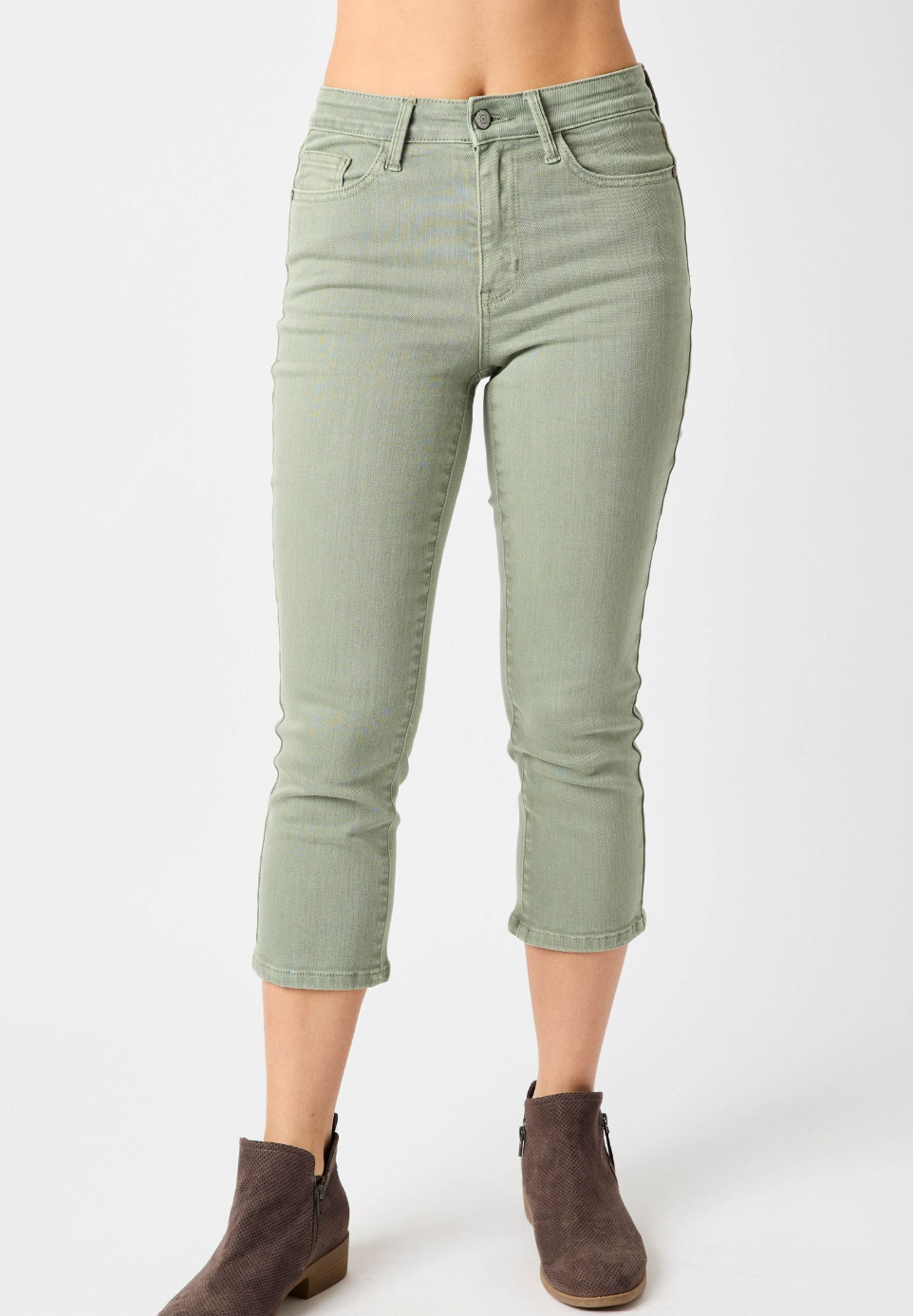 On the Coast Mid Rise Sage Capri by Judy Blue