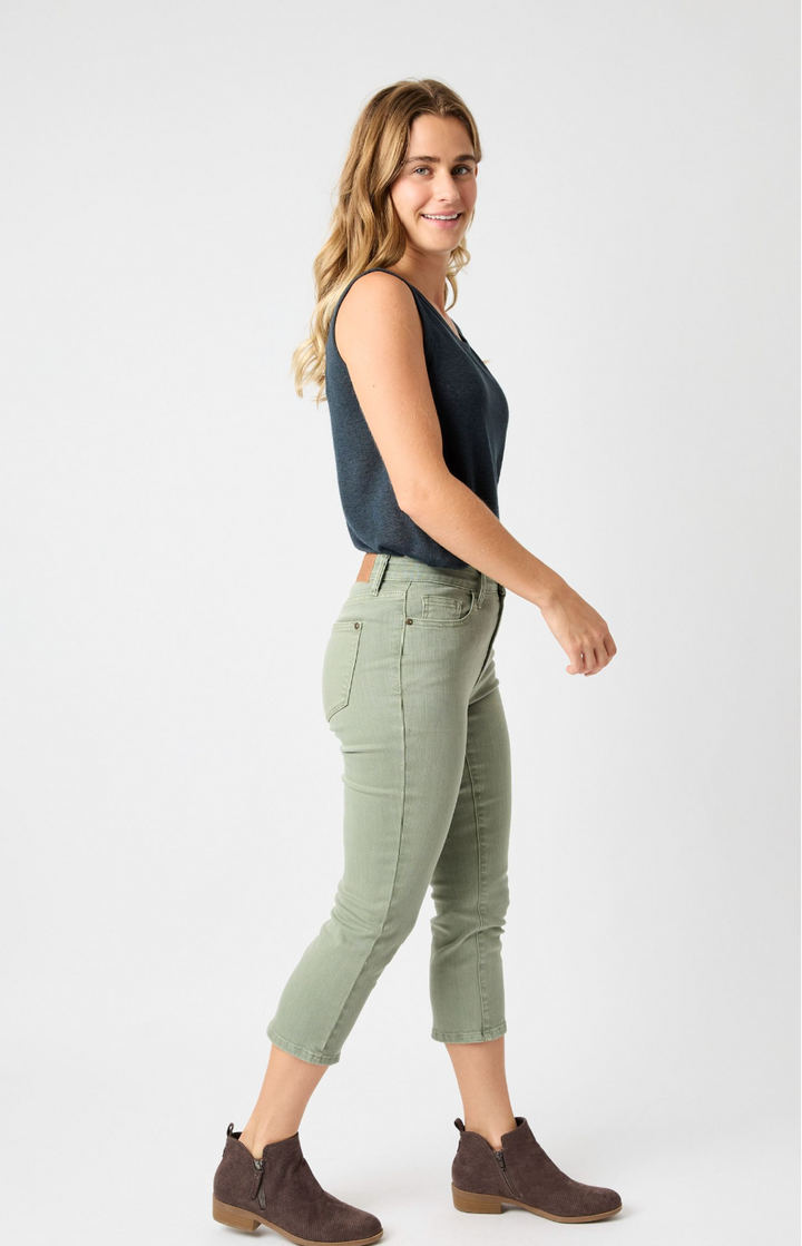 On the Coast Mid Rise Sage Capri by Judy Blue