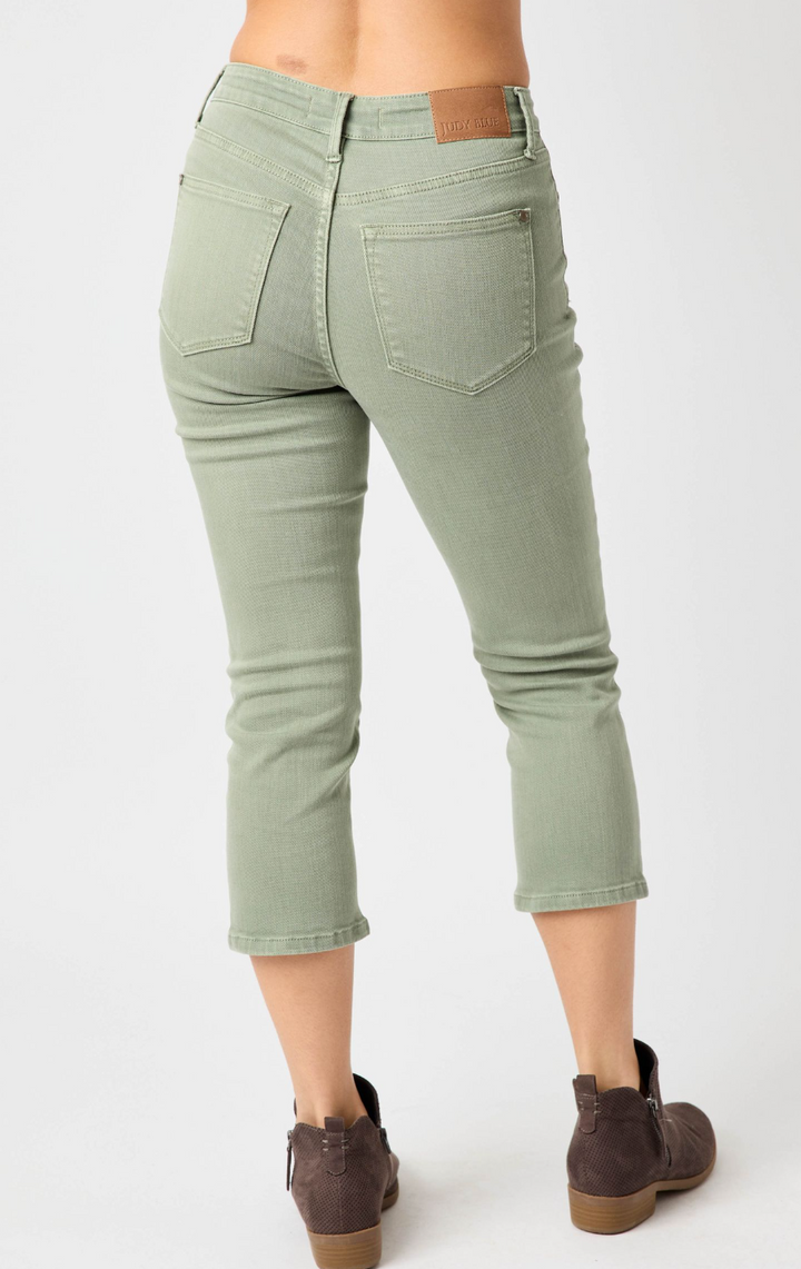 On the Coast Mid Rise Sage Capri by Judy Blue