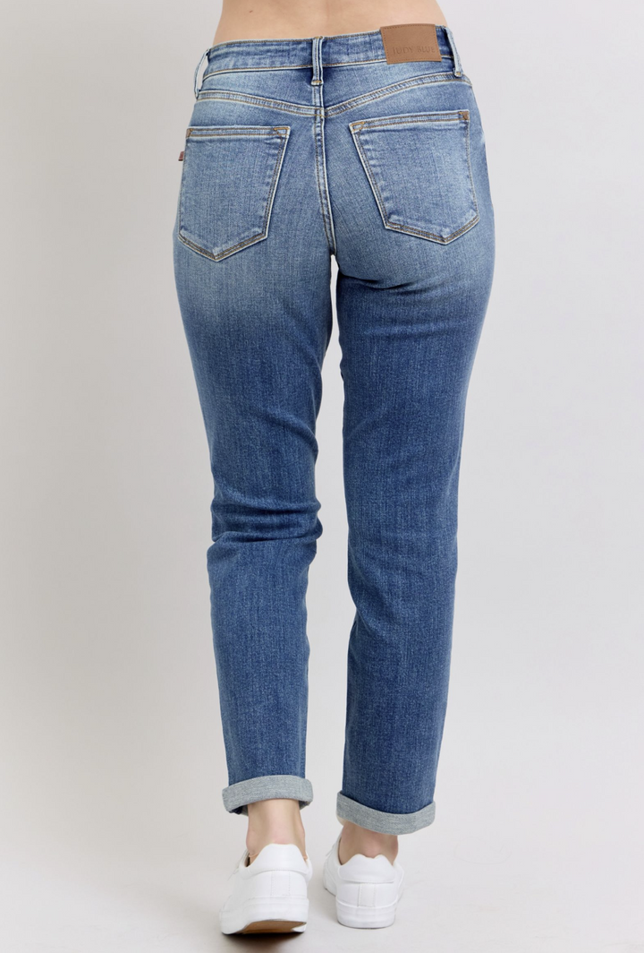 Camila Mid Rise Non Distressed Boyfriend Jeans by Judy Blue