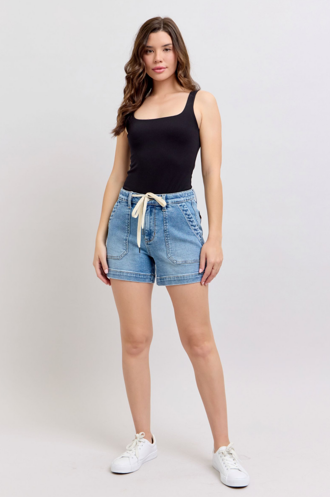 Clara High Rise Vintage Wash Jogger Shorts by Judy Blue