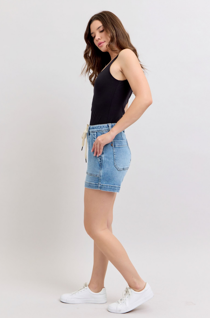 Clara High Rise Vintage Wash Jogger Shorts by Judy Blue