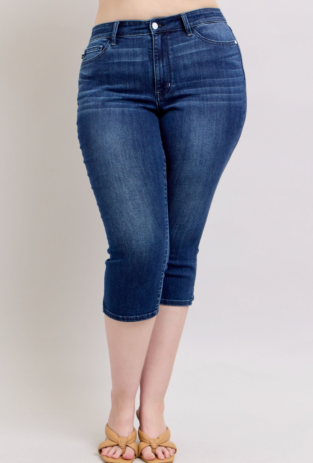 Baylor Dark Wash Capri with Side Slit by Judy Blue