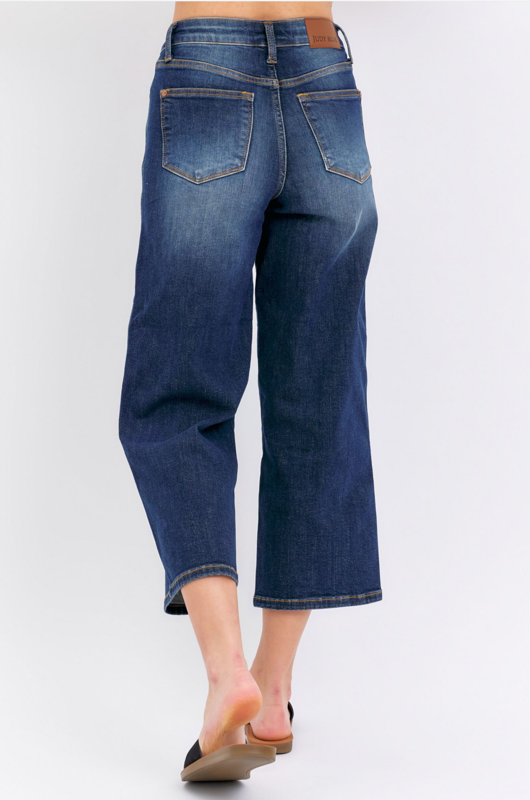 Kali Medium Rise Tummy Control Cropped Wide Jeans by Judy Blue