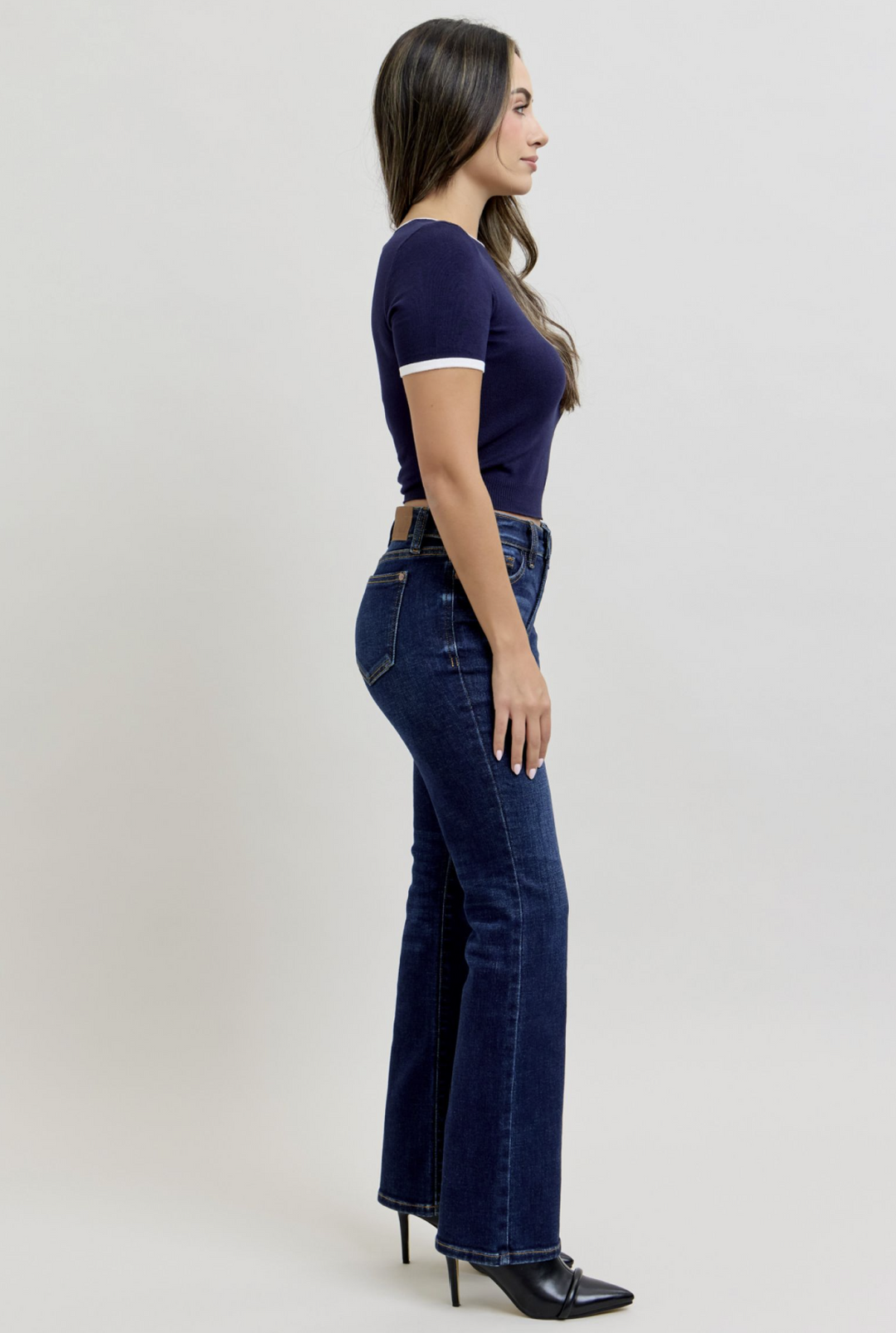 Abby Medium Rise Petite Dark Wash Bootcut by Judy Blue