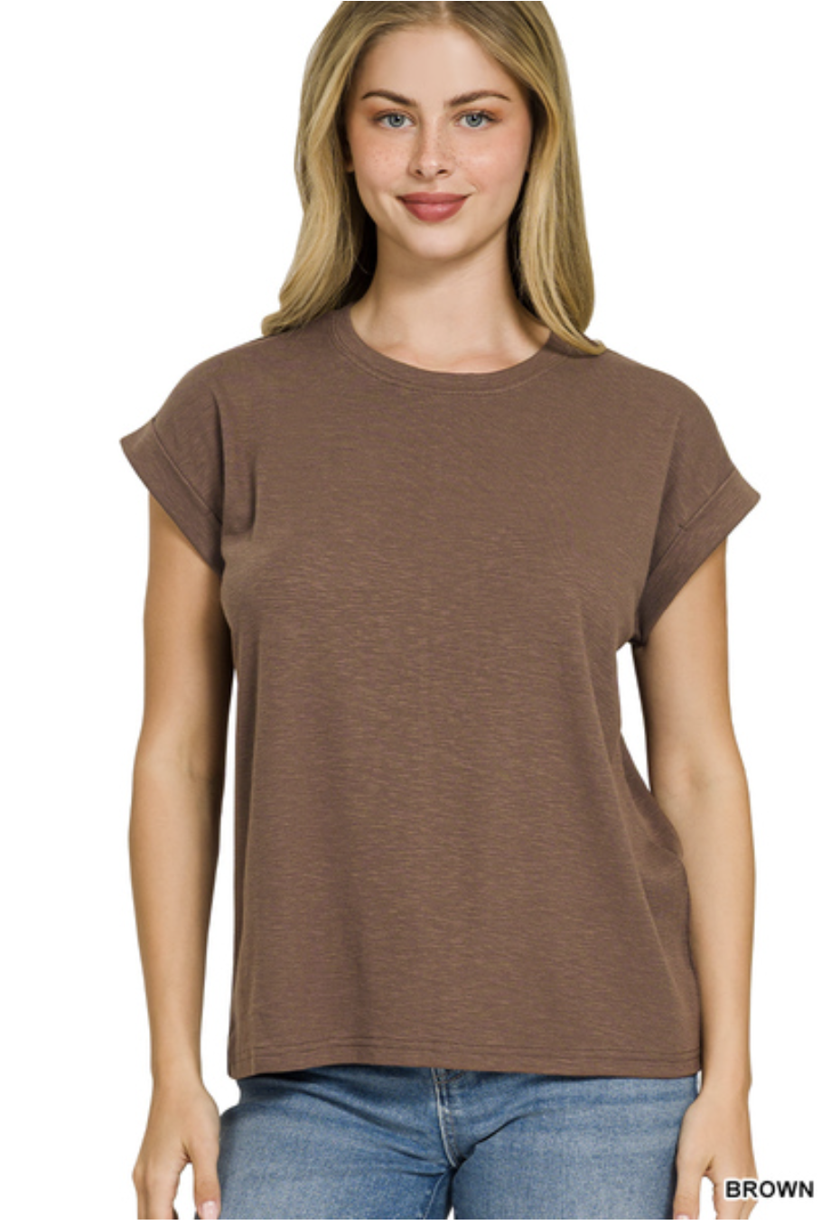 My Kind of Day Cotton Modal Short Sleeve Top in Brown