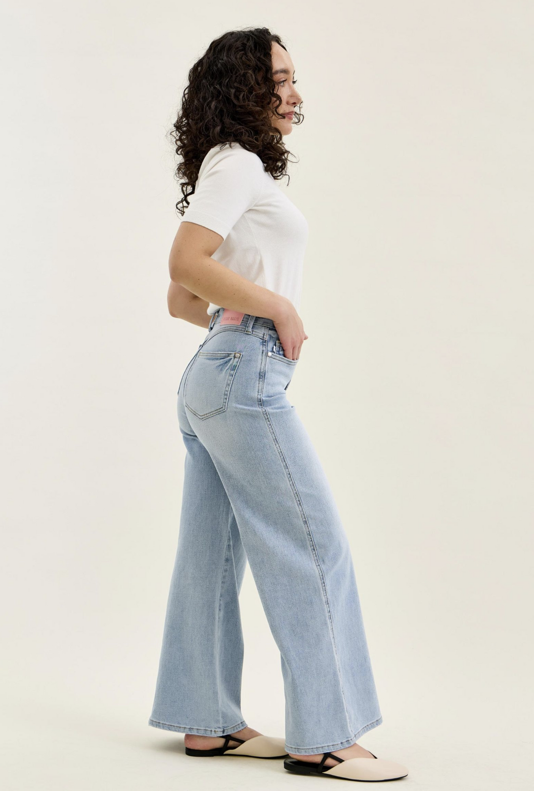 Lainey PETITE Tummy Control Retro Wide Jeans by Judy Blue