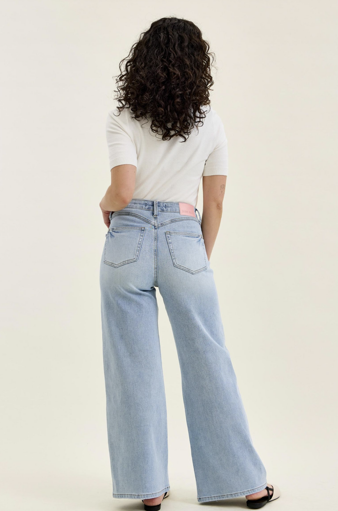 Lainey PETITE Tummy Control Retro Wide Jeans by Judy Blue