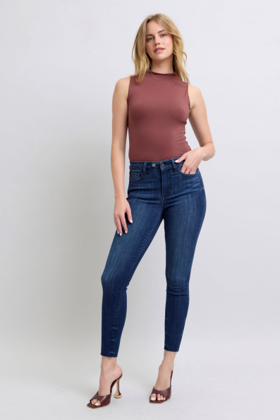 Julie Medium Rise Dark Wash Skinny Jeans by Judy Blue