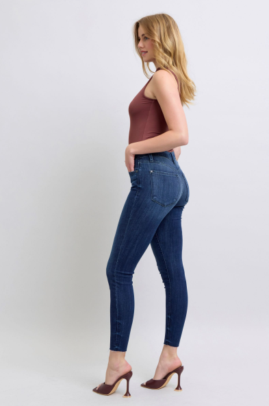 Julie Medium Rise Dark Wash Skinny Jeans by Judy Blue