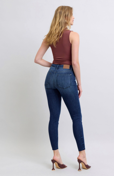 Julie Medium Rise Dark Wash Skinny Jeans by Judy Blue