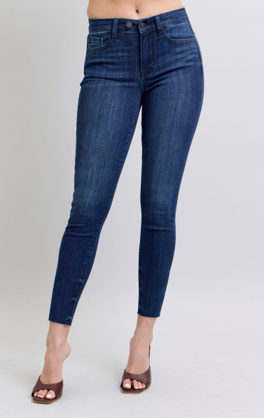 Julie Medium Rise Dark Wash Skinny Jeans by Judy Blue